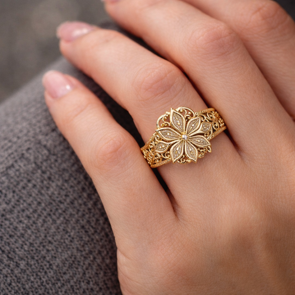 Jeanne | Bague en Or Exotique Zirconia Fleur