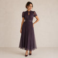 FLAVIA | Robe longue violette avec dentelle