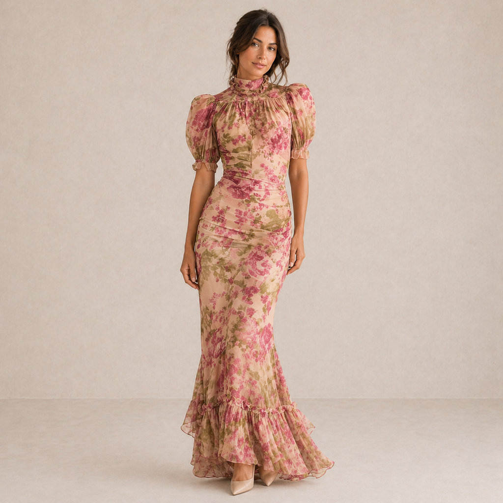 SAE | Maxi Robe Rose Sbuffo