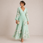 VENIRA | Robe Midi Fleurie Verte