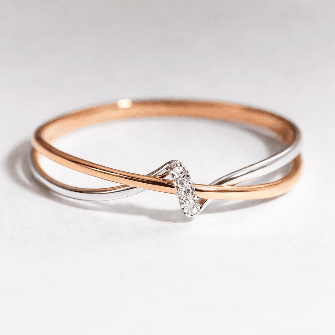 Bague Vintage en Or et Argent Tressé