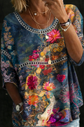 Nicole | Blouse en Denim Floral Vintage