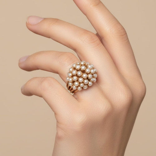 Bague en Perles Incrustées Fait Main