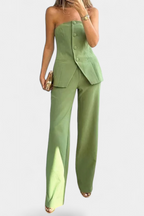 Ekaterina Ensemble Top Tube et Pantalon à Jambes Larges au Style Minimaliste