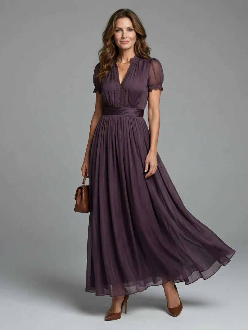 Elia | Robe Maxi à Taille Froncée avec Ouverture en Forme de Clé
