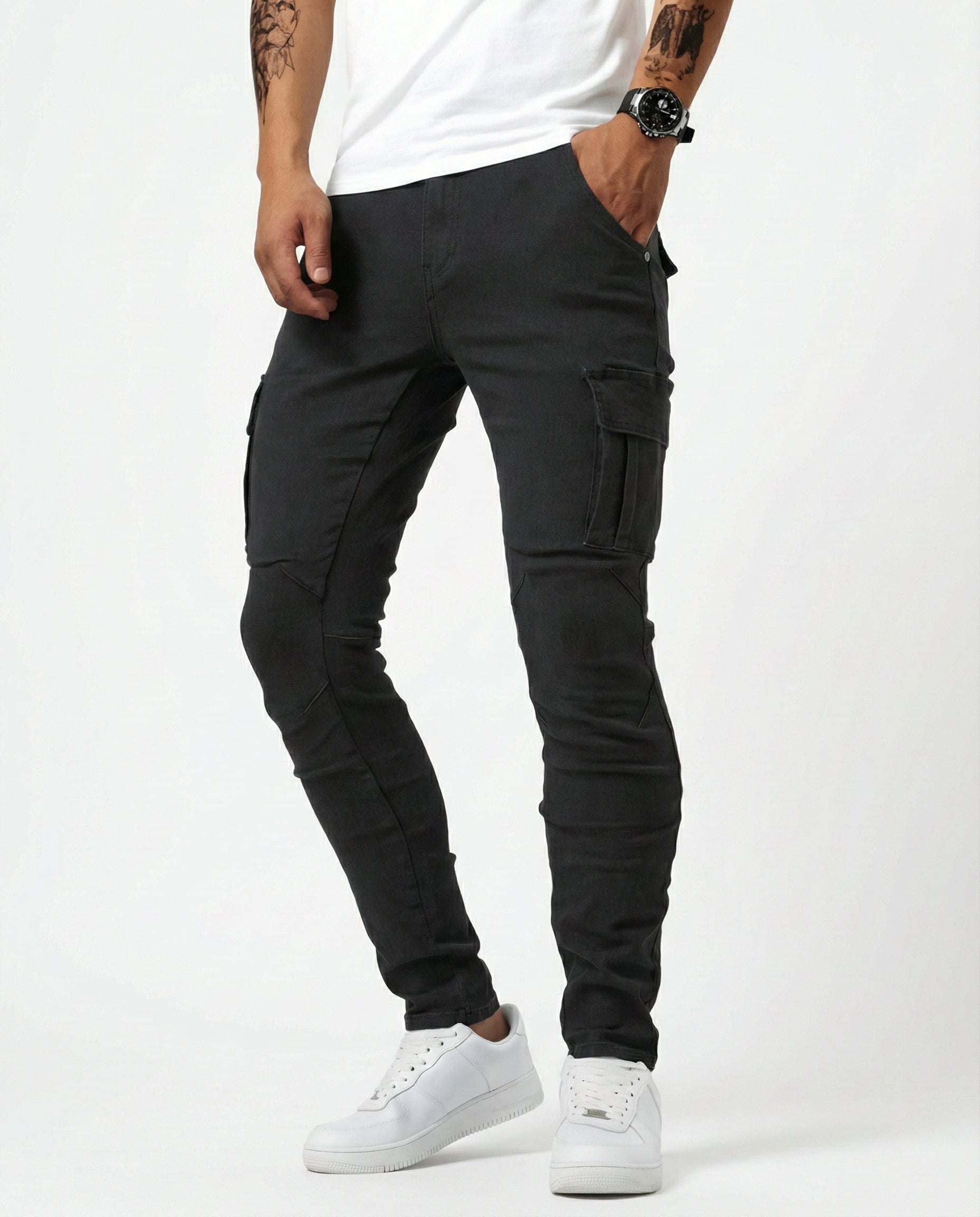 Jean | Pantalon Cargo Marine Élastique