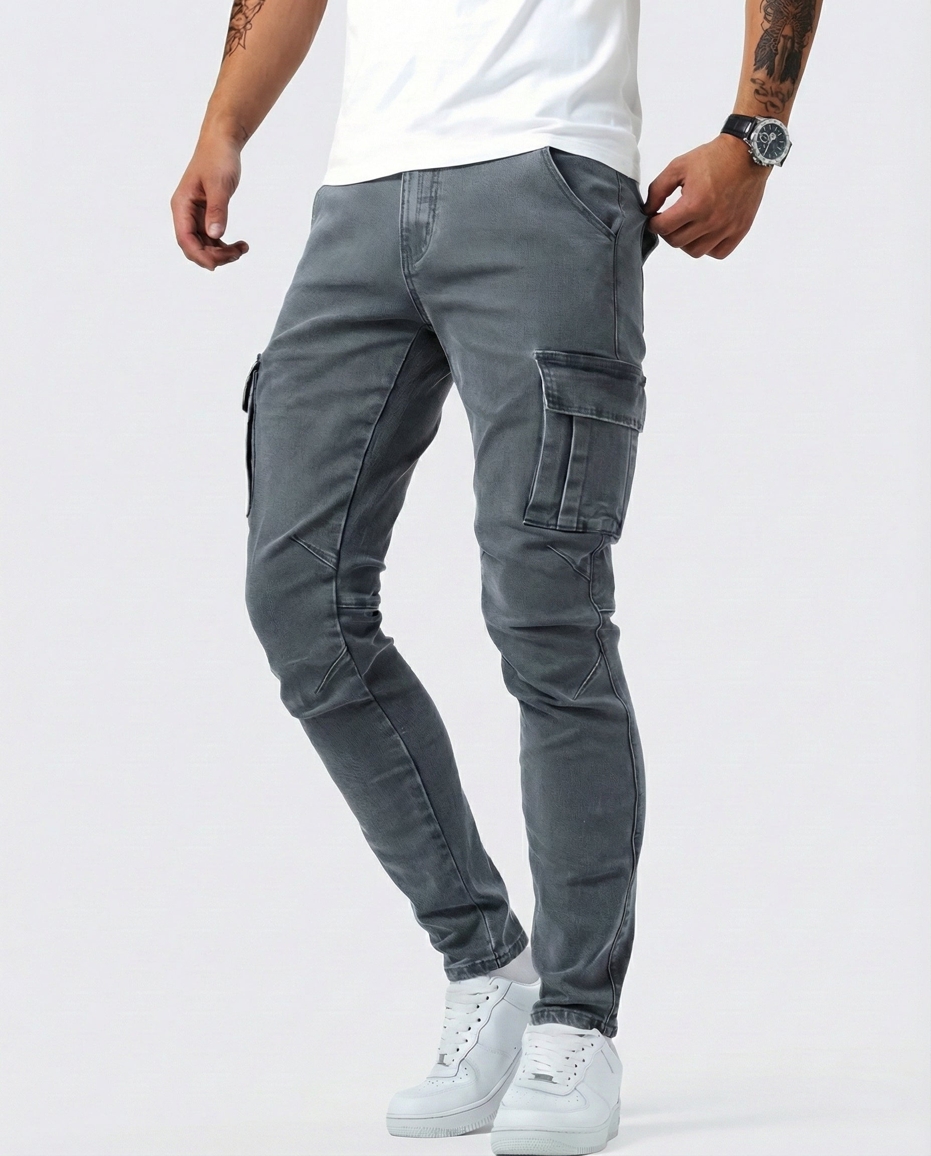 Jean | Pantalon Cargo Marine Élastique
