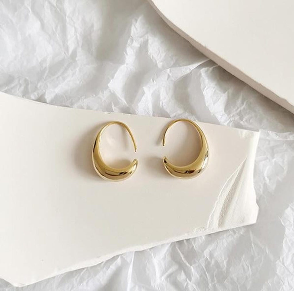 Boucles d'Oreilles Ovales en Or et Argent