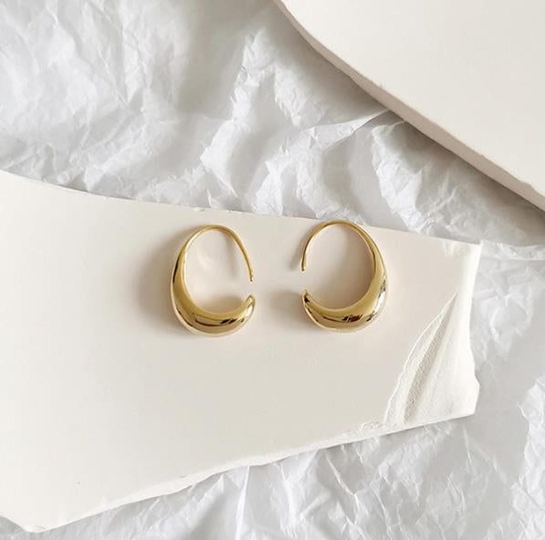 Boucles d'Oreilles Ovales en Or et Argent