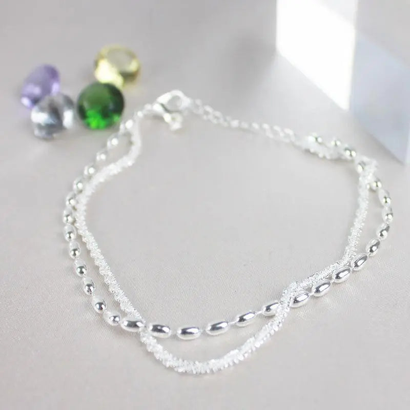 Ensemble de bracelets élégants en argent avec pierres de zirconium