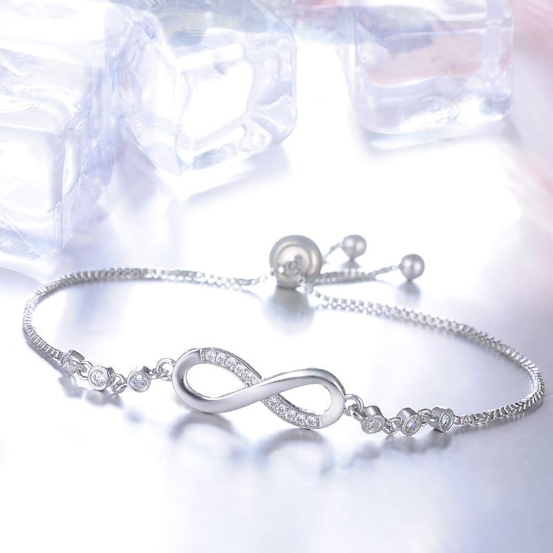Bracelet chic ajustable en or rose en forme d'infini