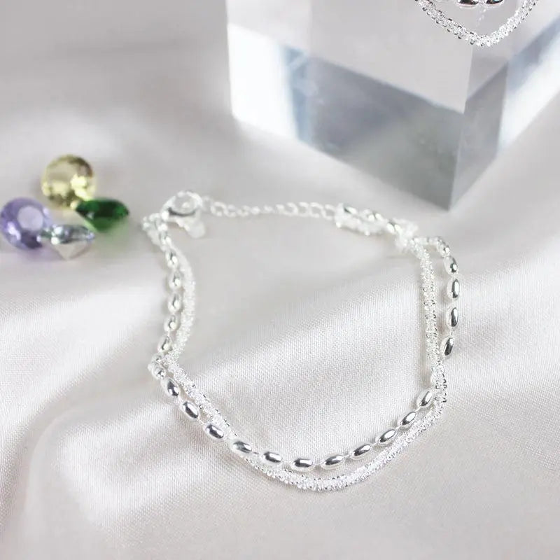 Ensemble de bracelets élégants en argent avec pierres de zirconium