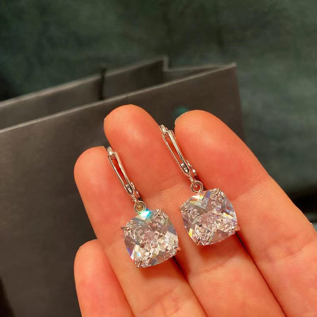 Boucles d'Oreilles Pendantes en Zirconium en Or Blanc