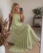 LIVIA | Maxi Robe Bohème Vert Pistache