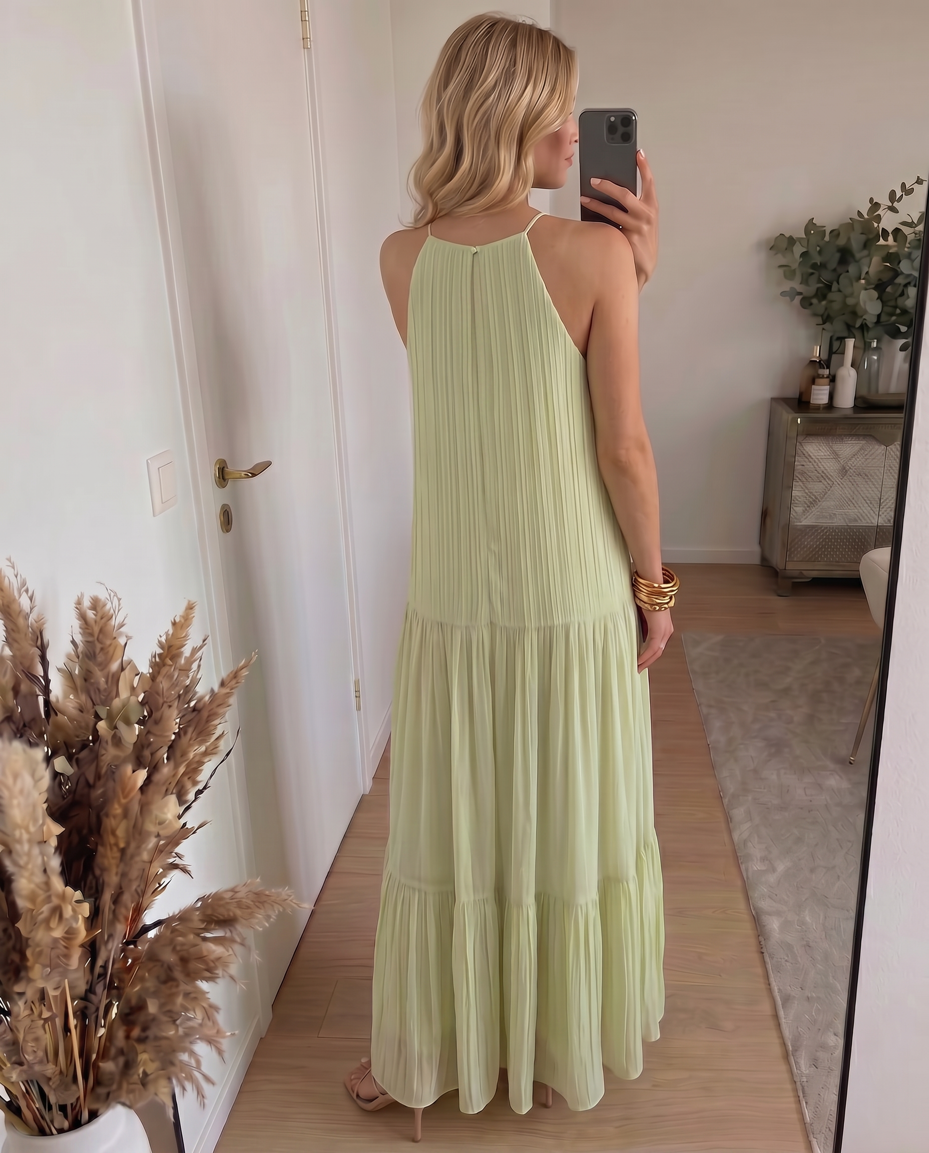 LIVIA | Maxi Robe Bohème Vert Pistache