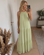 LIVIA | Maxi Robe Bohème Vert Pistache