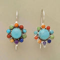 Boucles d'Oreilles Créoles Turquoise Vintage Iris
