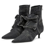 Vega - Bottines de design cargo en tissu denim