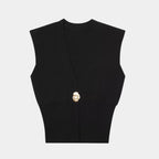 Félicie | Gilet en Tricot Détail Boutonné Col V