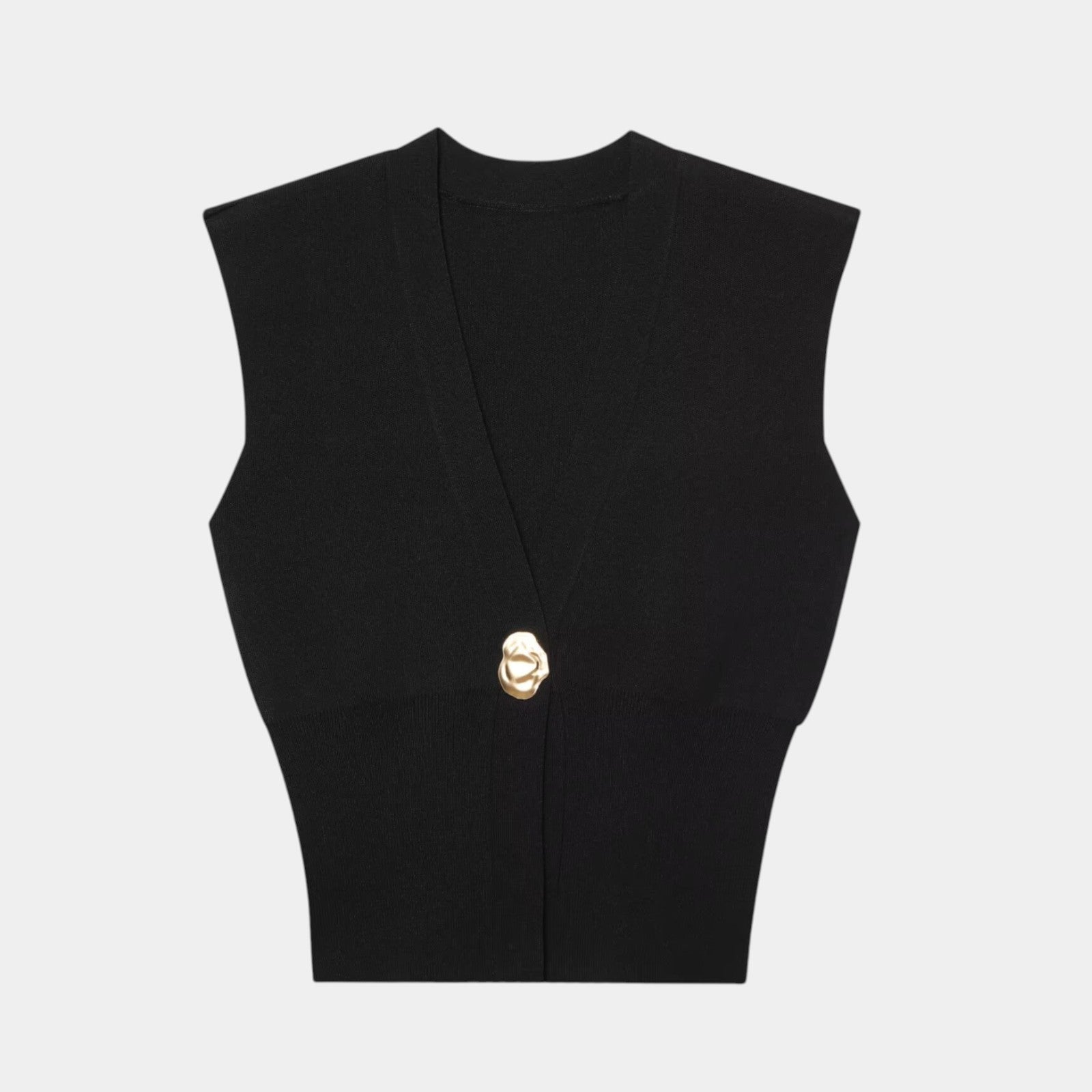 Félicie | Gilet en Tricot Détail Boutonné Col V