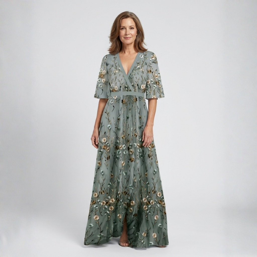 Cayetana | Robe longue avec imprimé floral et décolleté en V