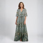Cayetana | Robe longue avec imprimé floral et décolleté en V