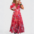 Mónica | Robe florale avec décolleté en V