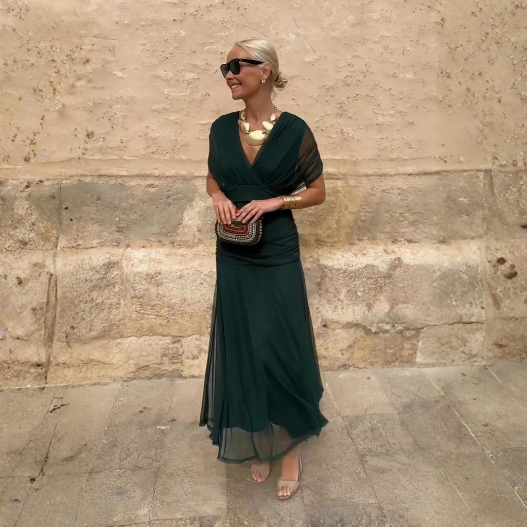 Rebeca | Robe Maxi de Soirée Élégante avec Décolleté en V