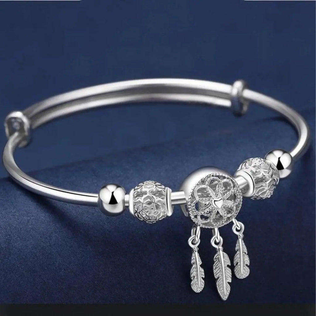 Bracelet Rigide Attrape-Rêves en Argent