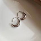 Boucles d'Oreilles Ovales en Or et Argent