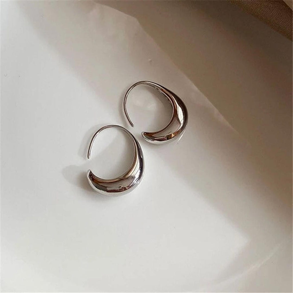 Boucles d'Oreilles Ovales en Or et Argent