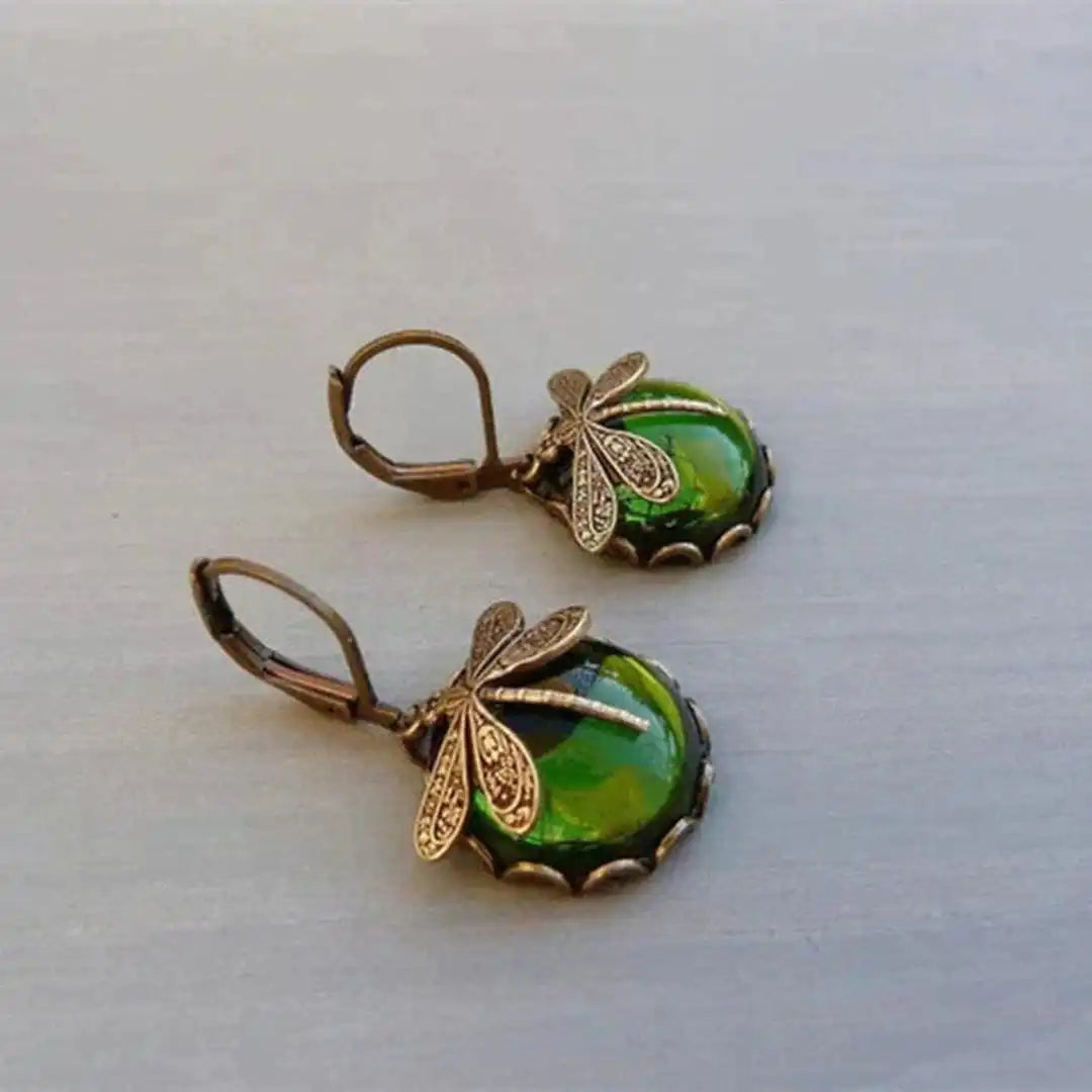 Boucles d'oreilles Libellule en Or Ancien