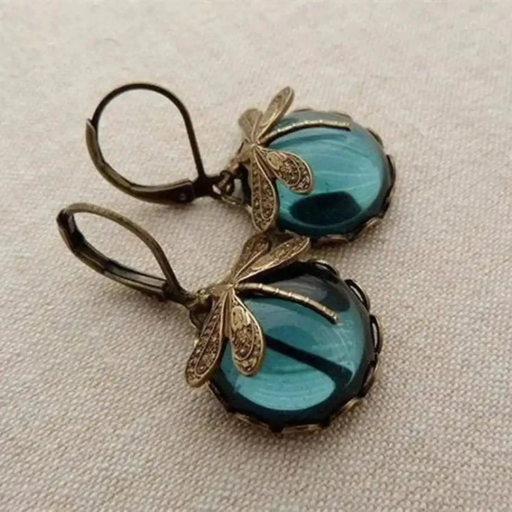Boucles d'Oreilles Libellule en Or Ancien