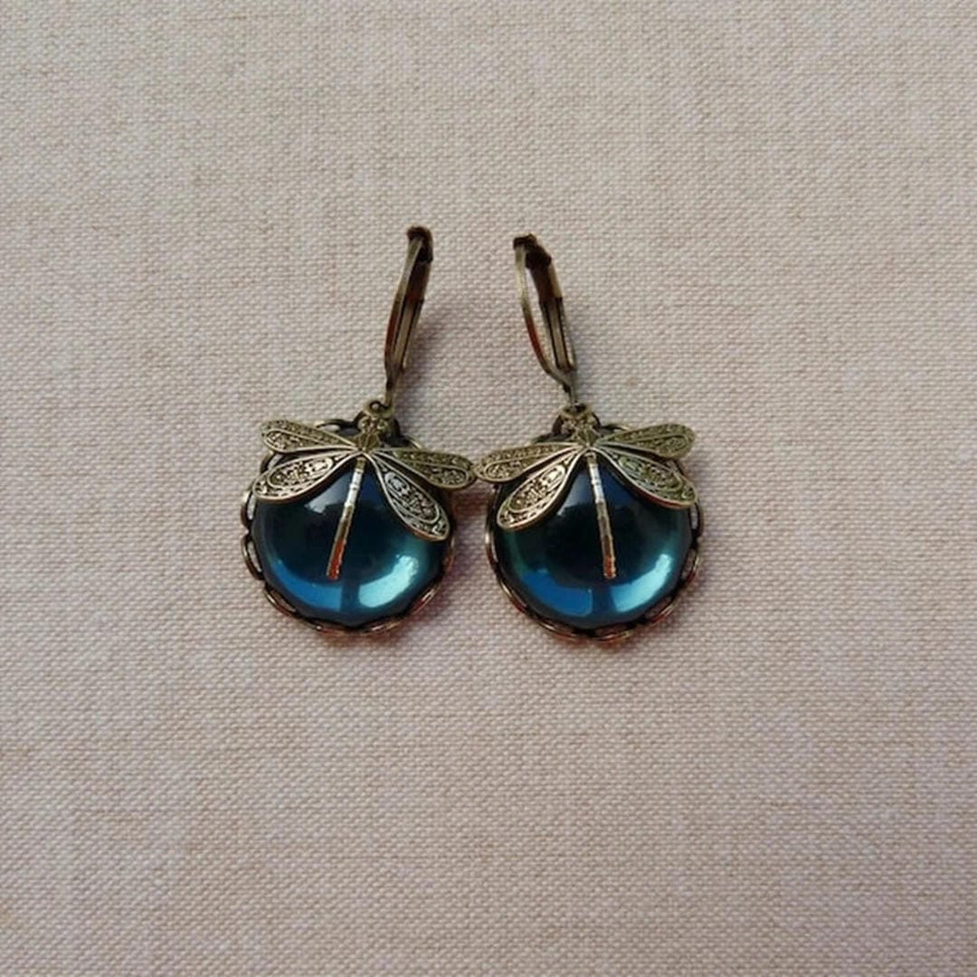 Boucles d'oreilles Libellule en Or Ancien