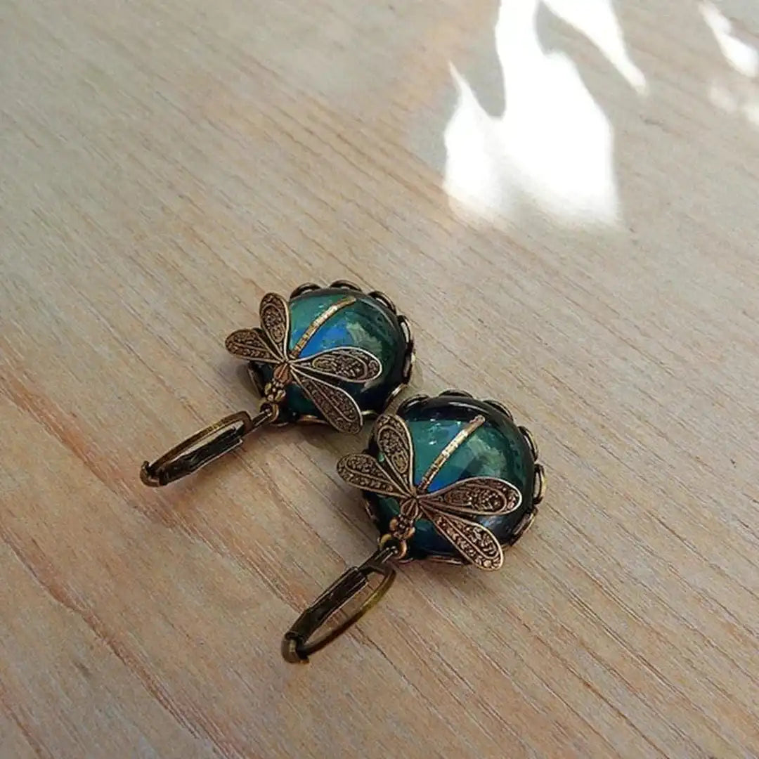 Boucles d'oreilles Libellule en Or Ancien