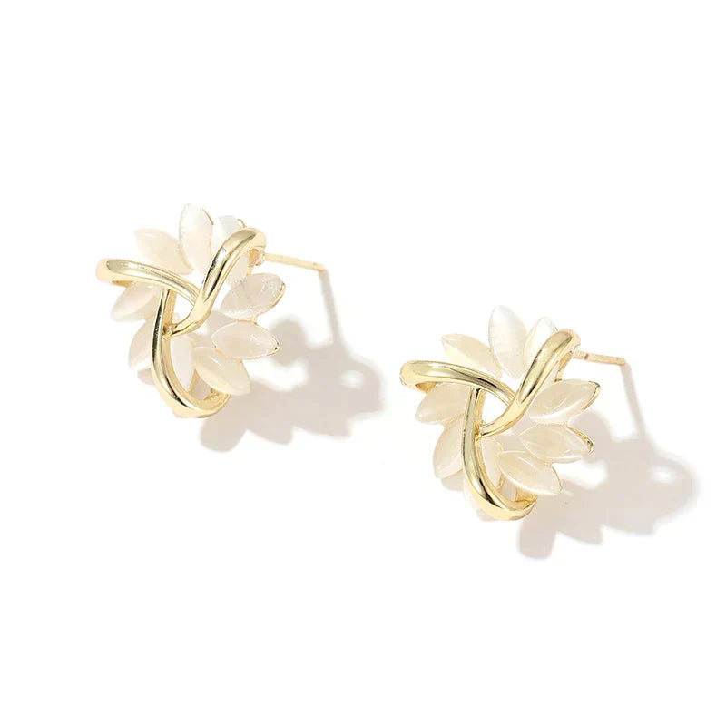 Charlotte | Boucles d'Oreilles en Or avec Fleurs d'Opale