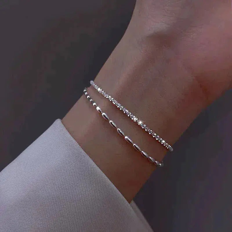 Ensemble de bracelets élégants en argent avec pierres de zirconium