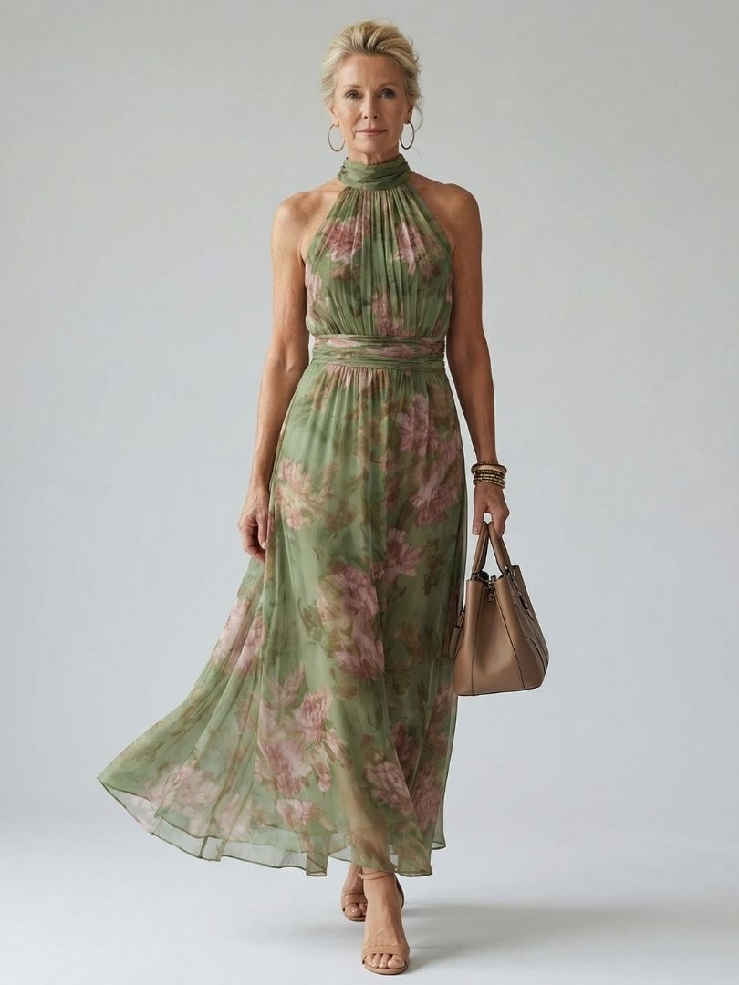 MIRELY | Robe Midi Halter Marsciato