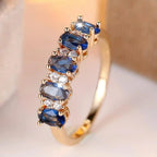 Bague à Bande avec Accent Ovale Alterné