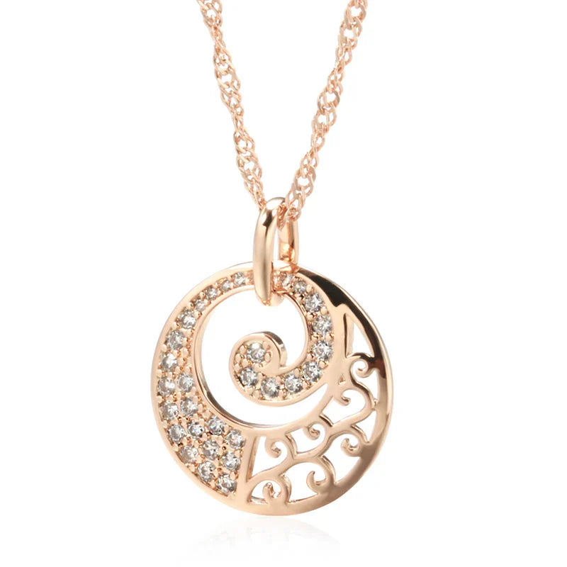 Collier en cristal de fleur en or rose élégant
