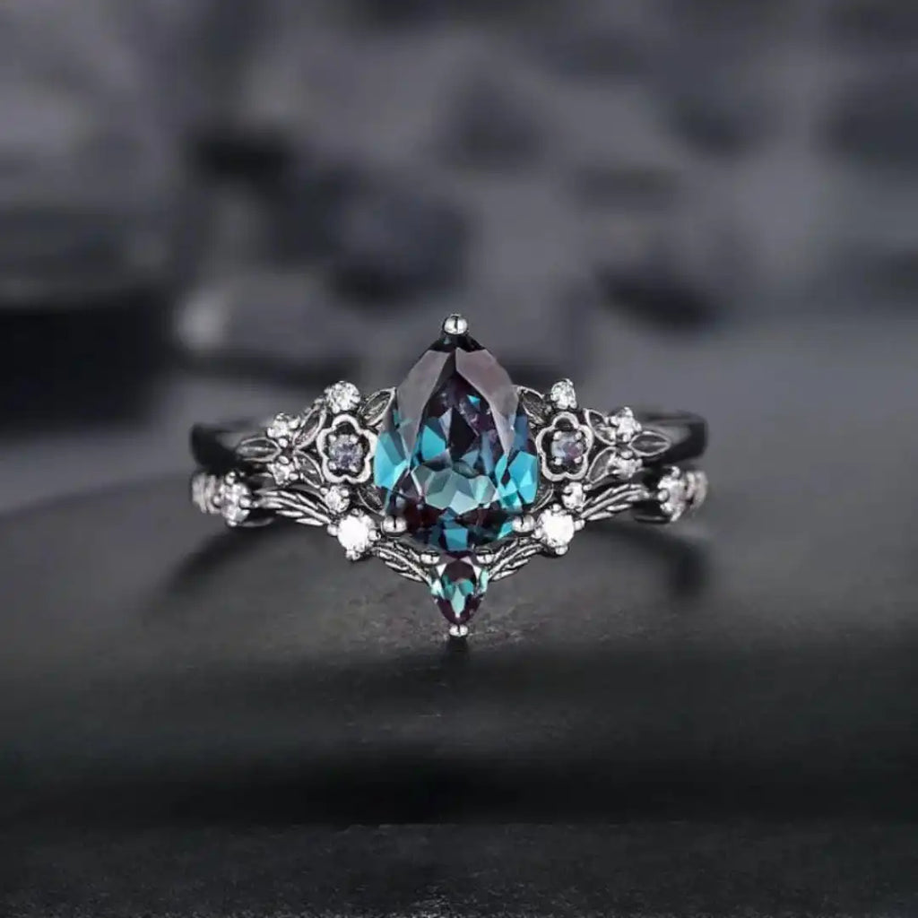 Ensemble de Bagues en Zirconium Saphir Noir Mat