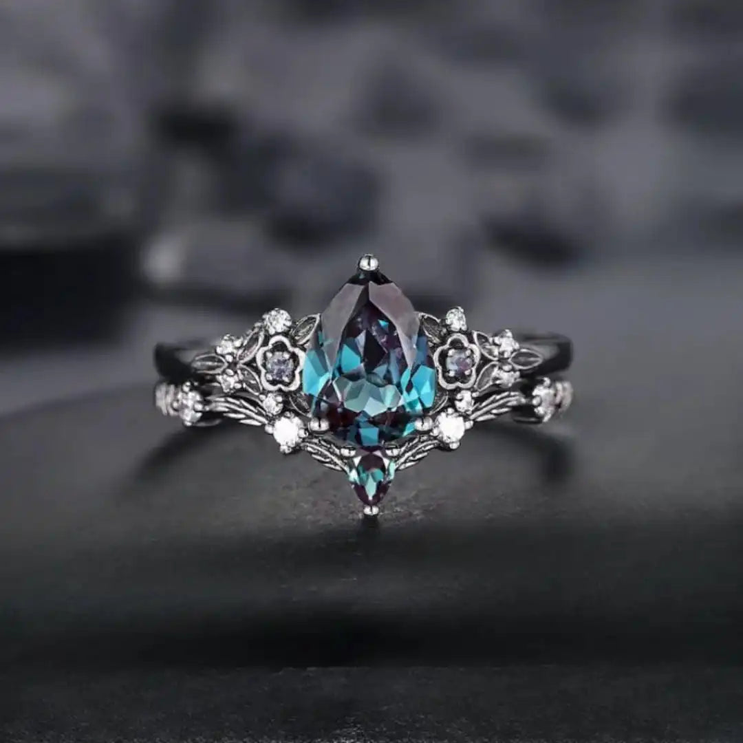 Ensemble de Bagues en Zirconium Saphir Noir Mat