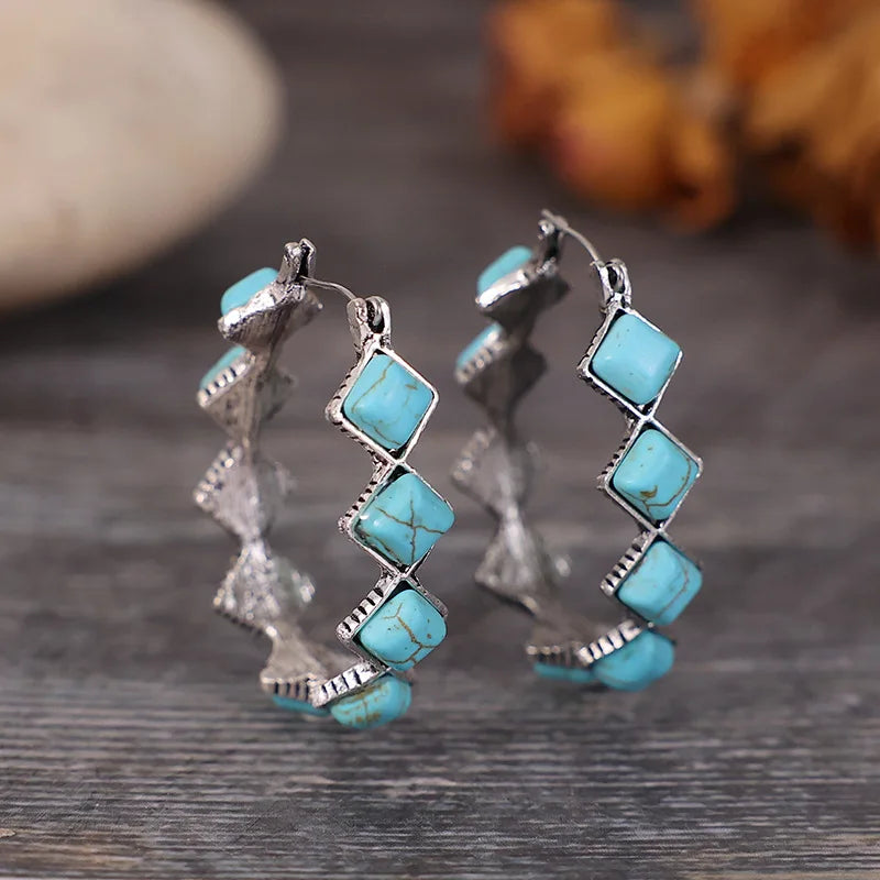 Boucles d'oreilles en forme de U en turquoise vintage