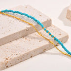 Bracelet en Turquoise avec Double Chaîne en Or Intemporelle