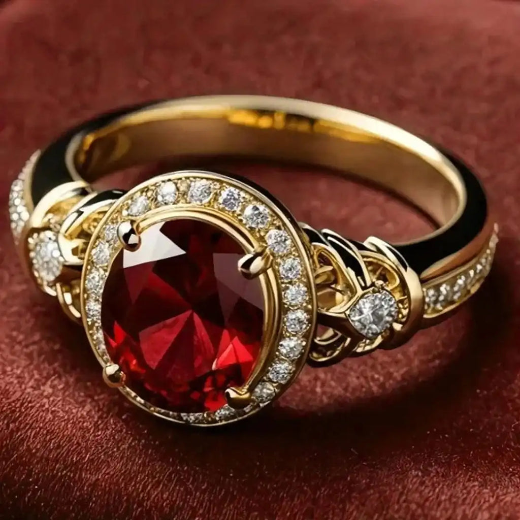 Bague Déclarative en Nœud Halo de Rubis