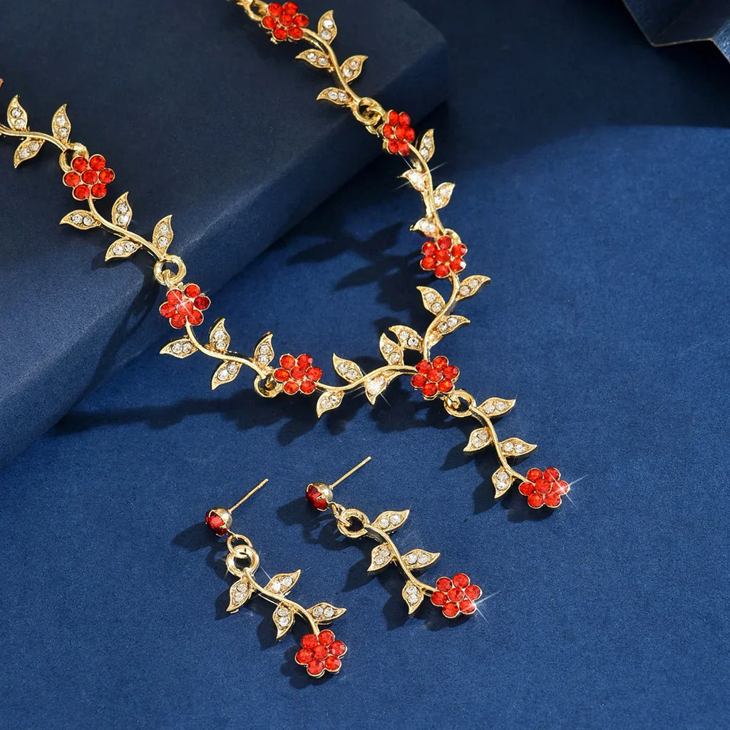 Ensemble de Bijoux Modig Blomma: Collier et Boucles d'Oreilles