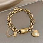 Bracelet épais en forme de cœur en or