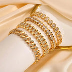 Ensemble de Bracelets Ajustables en Zirconia Cubique Dorée