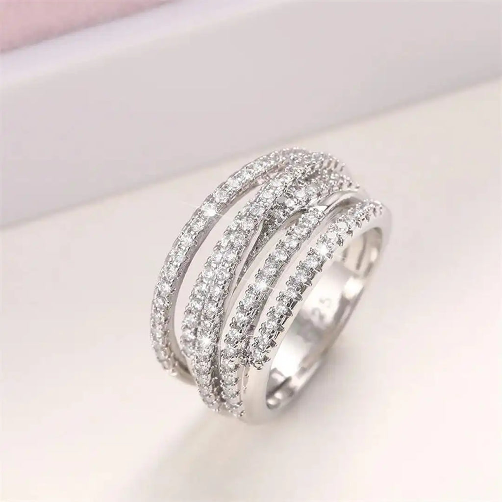 Bague Croix en Zirconium en Couches