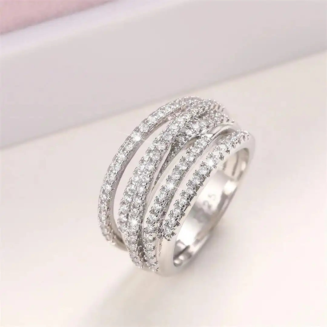 Bague Croix en Zirconium en Couches